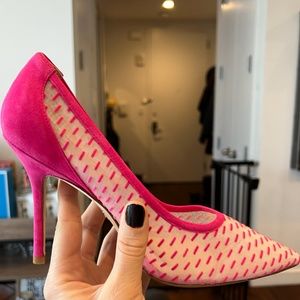 Stuart Weitzman Pink Polka Dot Heels!